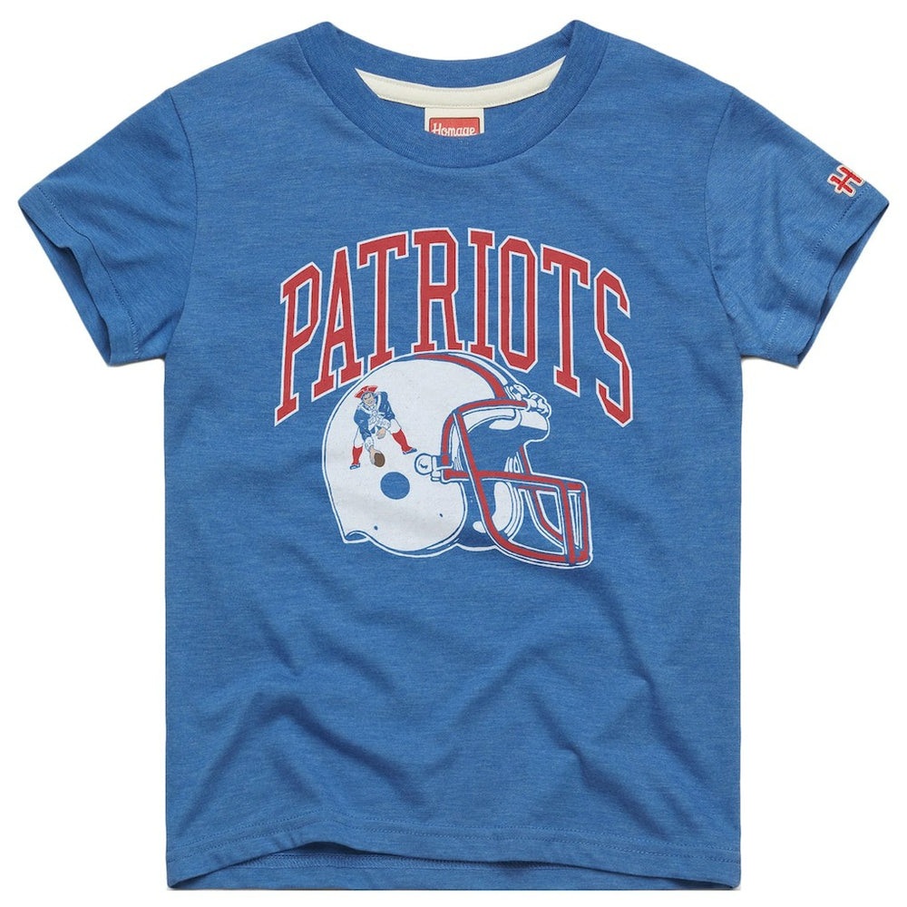 New England Patriots Homage Youth Helmet Retro Tri-Blend T-Shirt - Royal discount