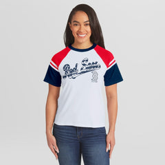 Boston Red Sox WEAR by Erin Andrews Women's Striped Raglan T-Shirt White