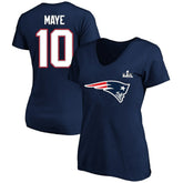 Drake Maye New England Patriots Women's Super Bowl LX Patch Plus Size Name & Number V-Neck T-Shirt - Navy discount