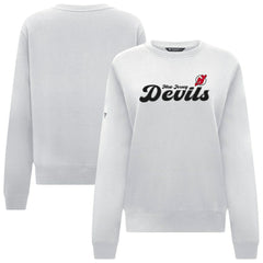 New Jersey Devils Levelwear Women's Yvette Big Script Tri-Blend Sweatshirt - White Sweatshirts