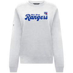 New York Rangers Levelwear Women's Yvette Big Script Tri-Blend Sweatshirt - White Sweatshirts
