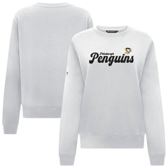 Pittsburgh Penguins Levelwear Women's Yvette Big Script Tri-Blend Sweatshirt - White Sweatshirts
