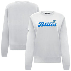 St. Louis Blues Levelwear Women's Yvette Big Script Tri-Blend Sweatshirt - White Sweatshirts