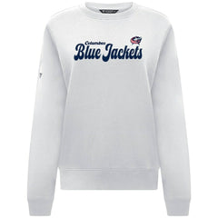 Columbus Blue Jackets Levelwear Women's Yvette Big Script Tri-Blend Sweatshirt - White Sweatshirts