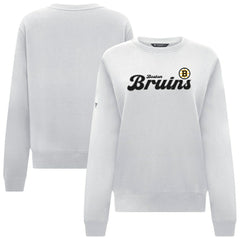 Boston Bruins Levelwear Women's Yvette Big Script Tri-Blend Sweatshirt - White Sweatshirts