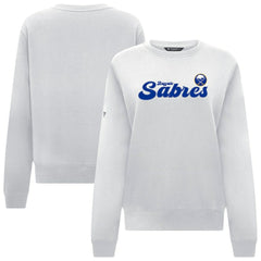 Buffalo Sabres Levelwear Women's Yvette Big Script Tri-Blend Sweatshirt - White Sweatshirts