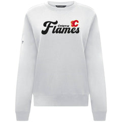 Calgary Flames Levelwear Women's Yvette Big Script Tri-Blend Sweatshirt - White Sweatshirts