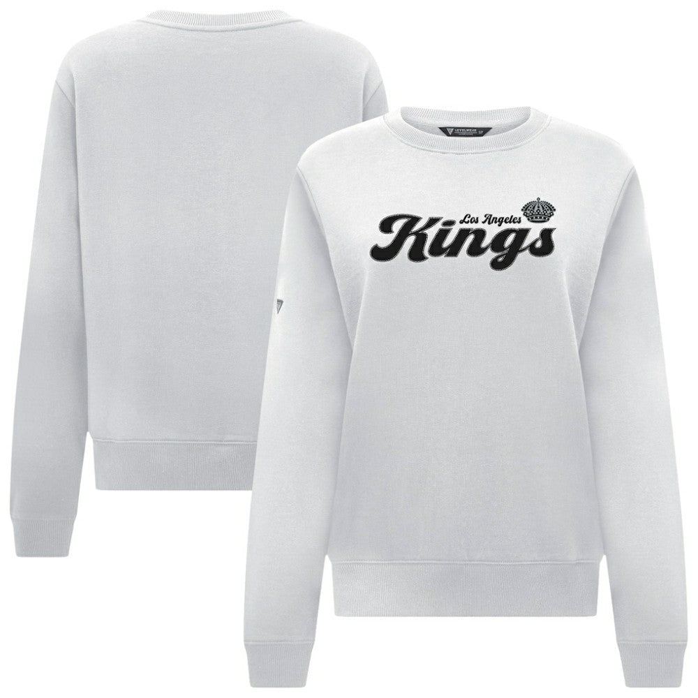 Los Angeles Kings Levelwear Women's Yvette Big Script Tri-Blend Sweatshirt - White Sweatshirts