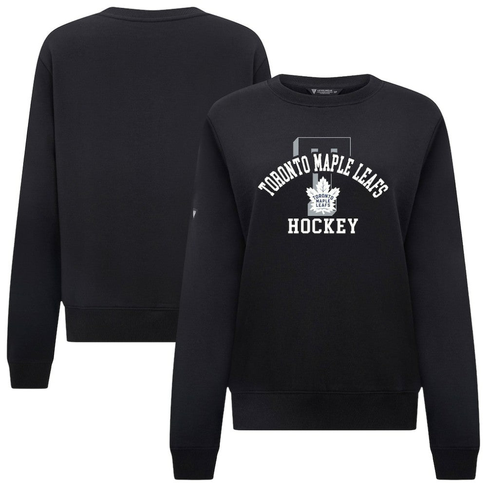 Toronto Maple Leafs Levelwear Women's Yvette Limelight Big Letter Sweatshirt - Black Sweatshirts