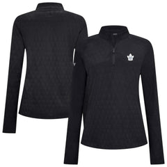 Toronto Maple Leafs Levelwear Women's Spike Raglan Quarter-Zip Top - Black Tops