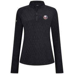 New York Islanders Levelwear Women's Spike Raglan Quarter-Zip Top - Black Tops