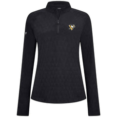 Pittsburgh Penguins Levelwear Women's Spike Raglan Quarter-Zip Top - Black Tops