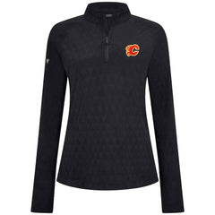 Calgary Flames Levelwear Women's Spike Raglan Quarter-Zip Top - Black Tops