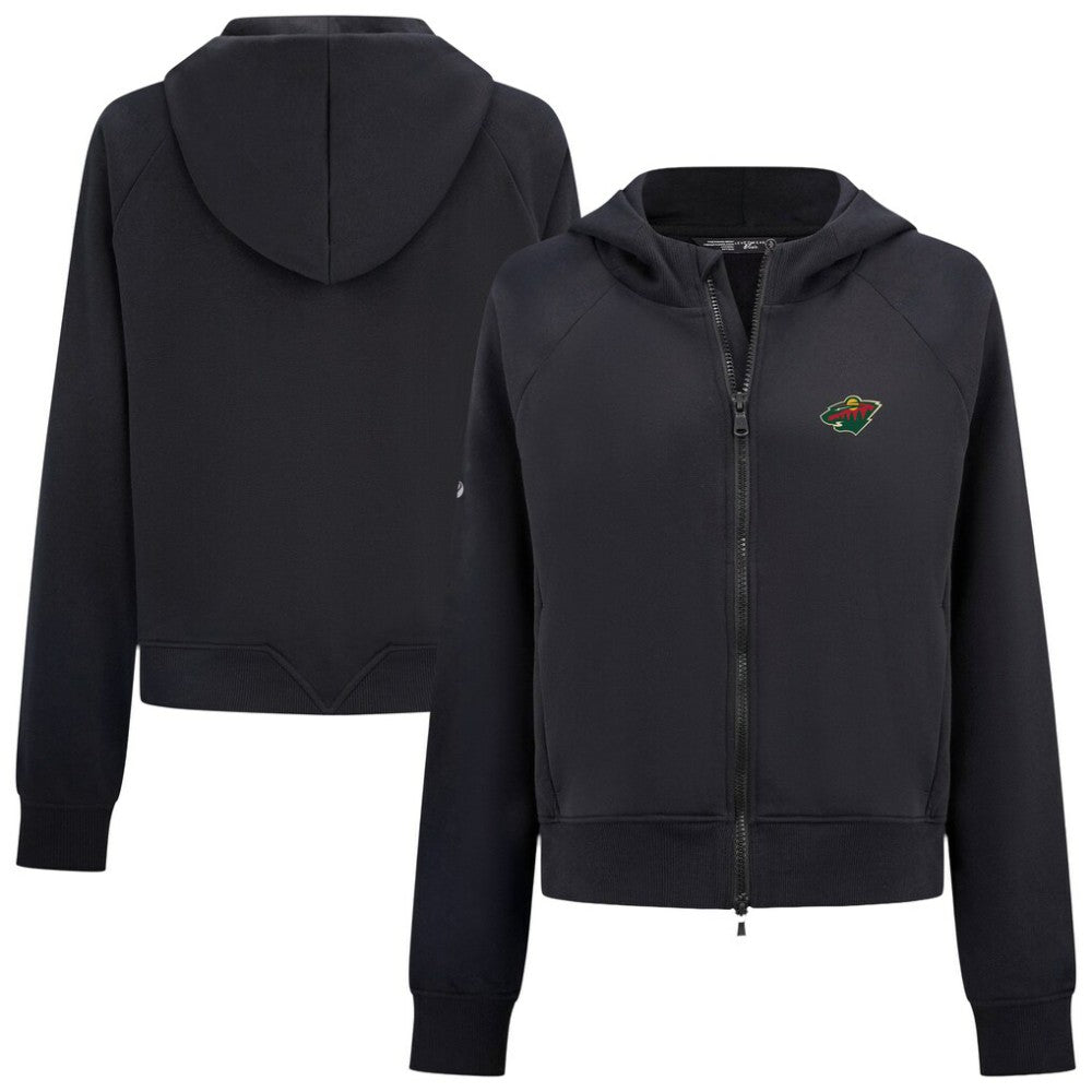 Minnesota Wild Levelwear Women's Judd Raglan Full-Zip Hoodie - Black Hoodies