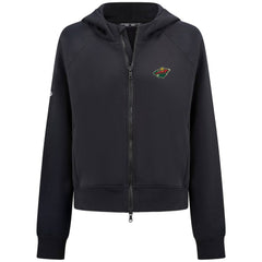 Minnesota Wild Levelwear Women's Judd Raglan Full-Zip Hoodie - Black Hoodies