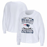 New England Patriots WEAR by Erin Andrews Women's Super Bowl LX Cropped Long Sleeve T-Shirt - White discount