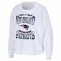 New England Patriots WEAR by Erin Andrews Women's Super Bowl LX Cropped Long Sleeve T-Shirt - White discount