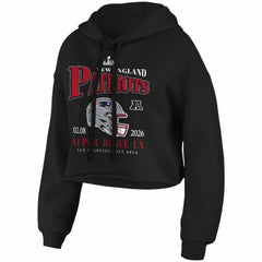 New England Patriots WEAR by Erin Andrews Women's Super Bowl LX Cropped Hoodie - Black on sale