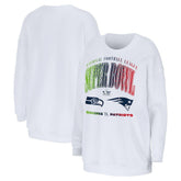 New England Patriots vs. Seattle Seahawks WEAR by Erin Andrews Women's Super Bowl LX Matchup Sweatshirt - White sale