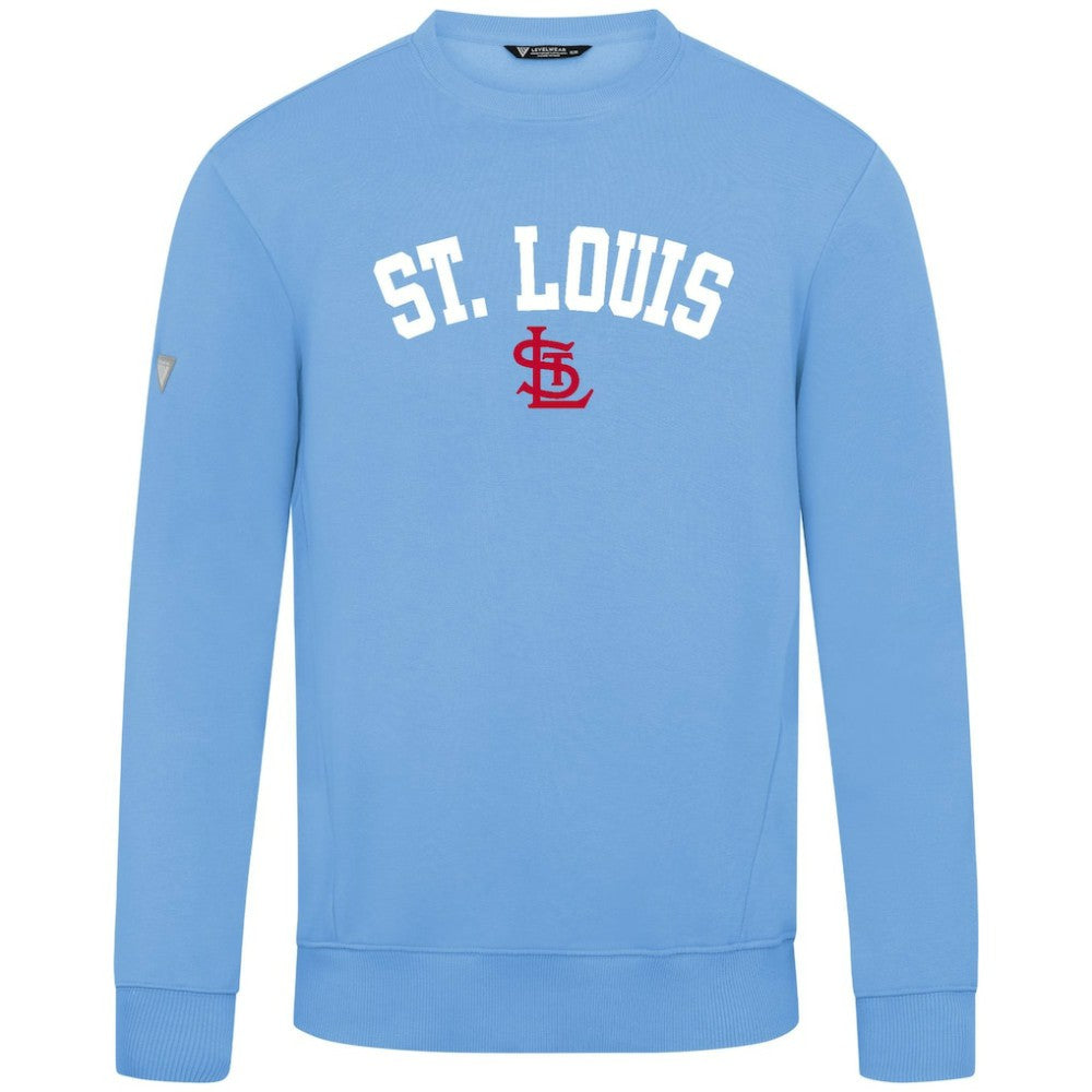 St. Louis Cardinals Levelwear Zane Felt Arch Pullover Sweatshirt Light Blue