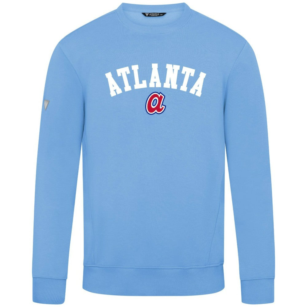 Atlanta Braves Levelwear Zane Felt Arch Pullover Sweatshirt Light Blue