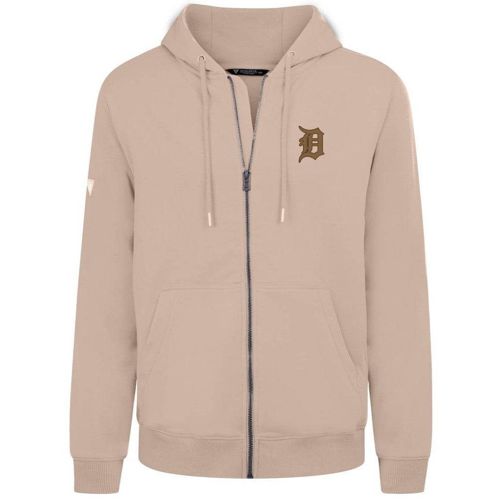 Detroit Tigers Levelwear Podium Full-Zip Hoodie Khaki