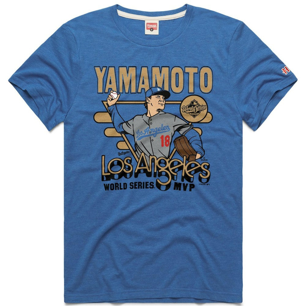 Yoshinobu Yamamoto Los Angeles Dodgers Homage Unisex 2026 Gold Collection World Series MVP Tri-Blend T-Shirt Royal