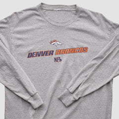 Denver Broncos 2000s Long Sleeve T-shirt - Heather Gray Vintage discount