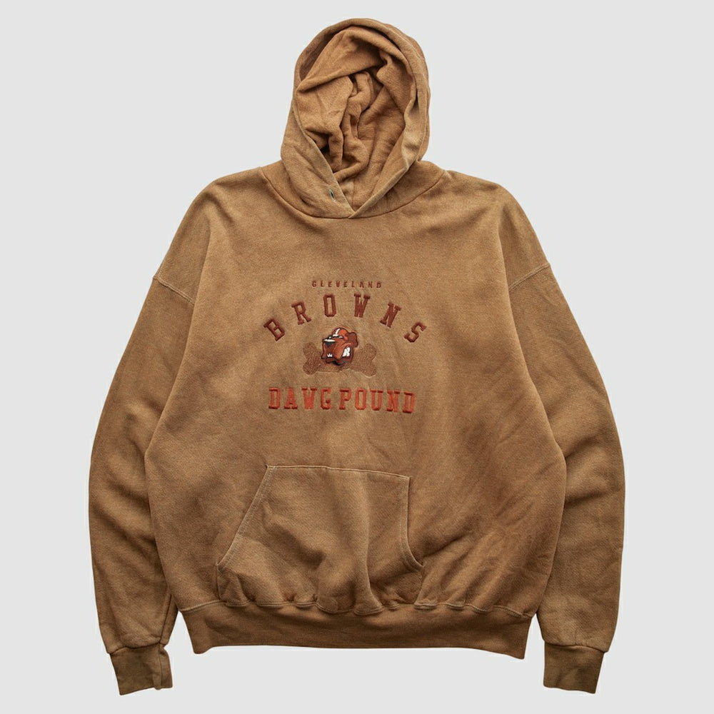 Cleveland Browns Lee Apparel 90s Hooded Pullover Sweatshirt - Tan Vintage sale