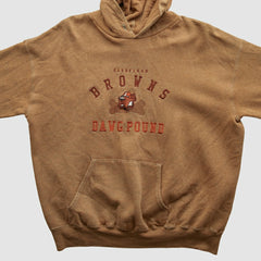 Cleveland Browns Lee Apparel 90s Hooded Pullover Sweatshirt - Tan Vintage sale