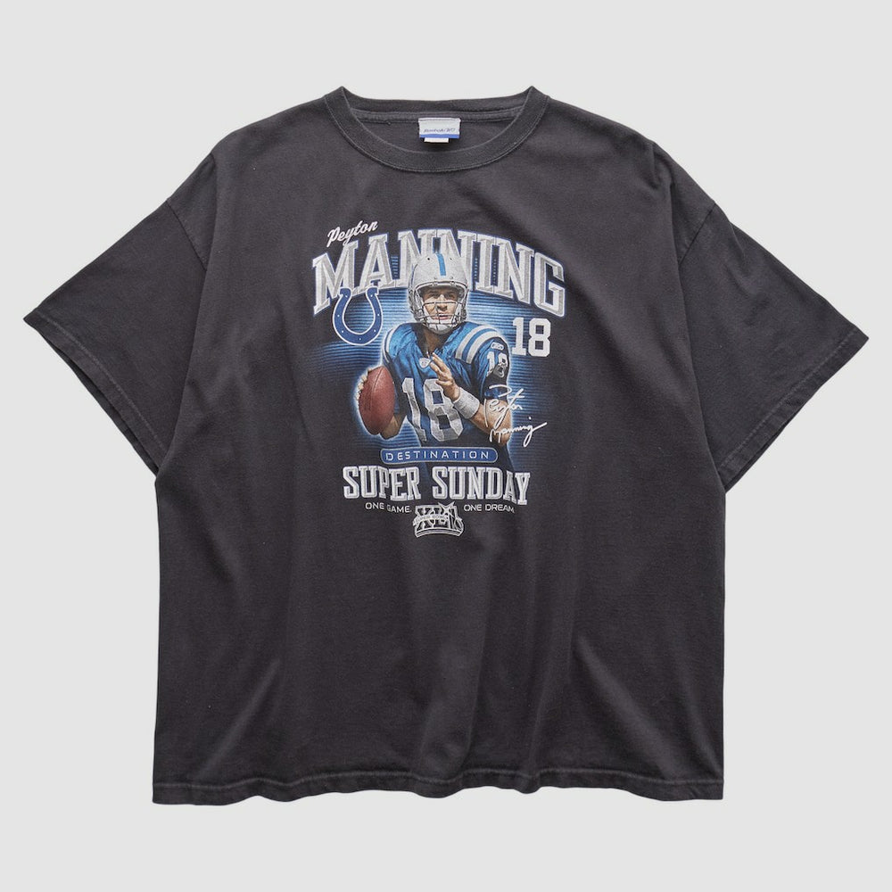 Payton Manning Super Bowl XLI Reebok 2000s T-shirt - Black Vintage sale