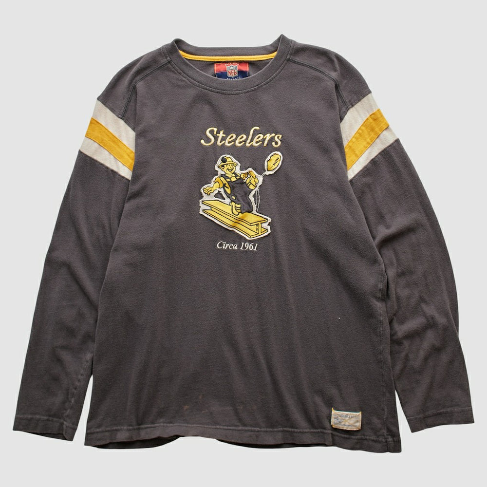 Pittsburgh Steelers Reebok 2000s Long Sleeve T-shirt - Charcoal Vintage cheap