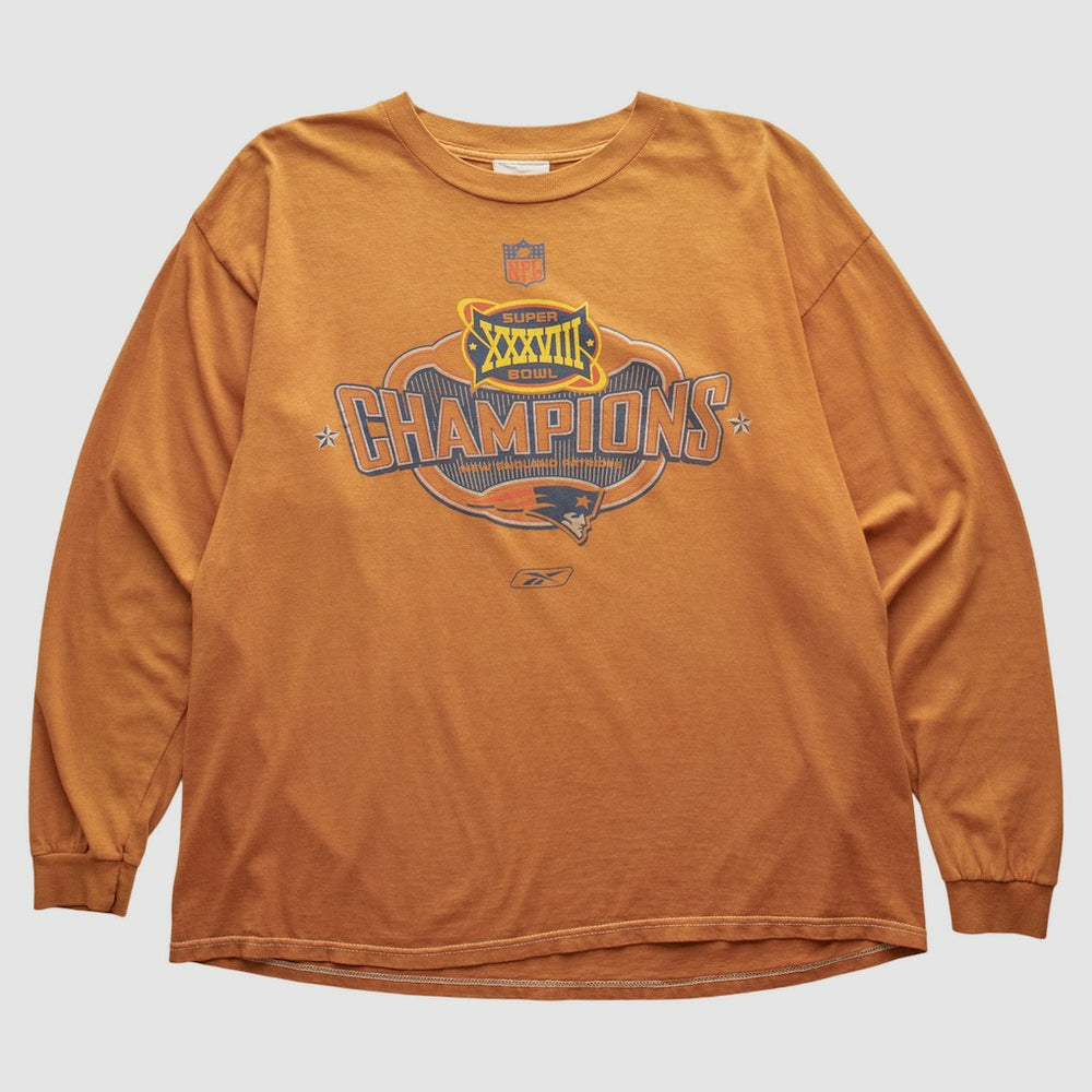 New England Patriots Reebok 2004 Long Sleeve T-shirt - Orange Vintage discount
