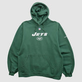 New York Jets Reebok 2000s Hooded Pullover Sweatshirt - Green Vintage on sale