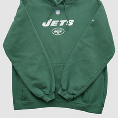 New York Jets Reebok 2000s Hooded Pullover Sweatshirt - Green Vintage on sale
