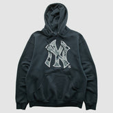 New York Yankees Genuine Merchandise 2010s Hooded Pullover Sweatshirt Black Vintage