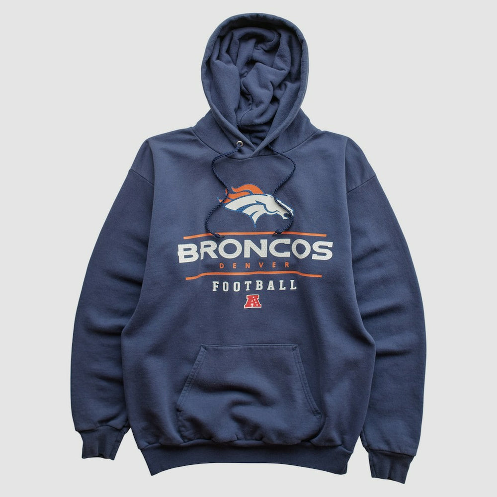 Denver Broncos NFL 2000s Hooded Pullover Sweatshirt - Navy Vintage discount