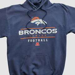 Denver Broncos NFL 2000s Hooded Pullover Sweatshirt - Navy Vintage discount