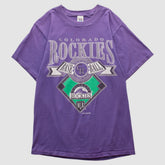 Colorado Rockies Logo 7 1994 T-shirt Purple Vintage