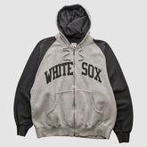 Chicago White Sox Majestic 2000s Hooded Full Zip Sweatshirt Heather Gray Vintage
