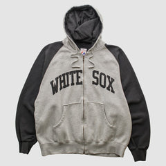 Chicago White Sox Majestic 2000s Hooded Full Zip Sweatshirt Heather Gray Vintage