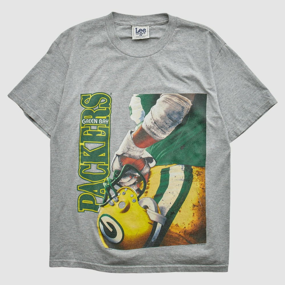 Green Bay Packers Lee Apparel 90s T-shirt - Heather Gray Vintage for sale