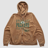 Green Bay Packers NFL 2000s Hooded Full Zip Sweatshirt - Tan Vintage discount
