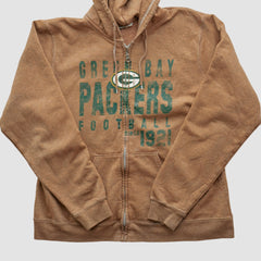 Green Bay Packers NFL 2000s Hooded Full Zip Sweatshirt - Tan Vintage discount