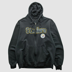 Pittsburgh Steelers Reebok 2000s Hooded Full Zip Sweatshirt - Charcoal Vintage on sale