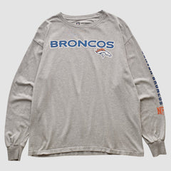 Denver Broncos NFL 2000s Long Sleeve T-shirt - Heather Gray Vintage cheap