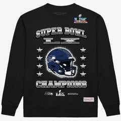 Seattle Seahawks Super Bowl LX Champions Helmet Sweatshirt - Black for sale