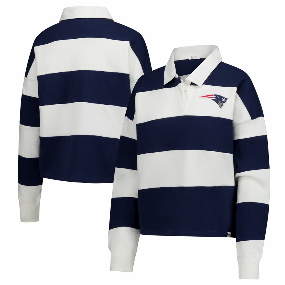 New England Patriots '47 Women's Clubhouse Hall Raven Rugby Long Sleeve T-Shirt - Navy/White sale