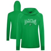 Miami Marlins Levelwear Women's St. Patrick's Day Slender Raglan Hoodie Green