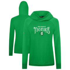 Detroit Tigers Levelwear Women's St. Patrick's Day Slender Raglan Hoodie Green